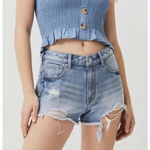 Pacsun Light Wash High Rise Distressed Shorts Sz 25